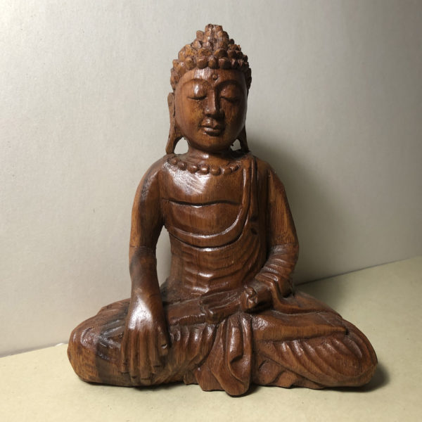 Statuetta Buddha artigianale legno di Suar