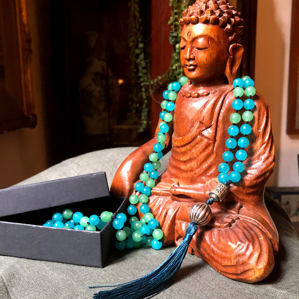 Buddha legno e japamala giada