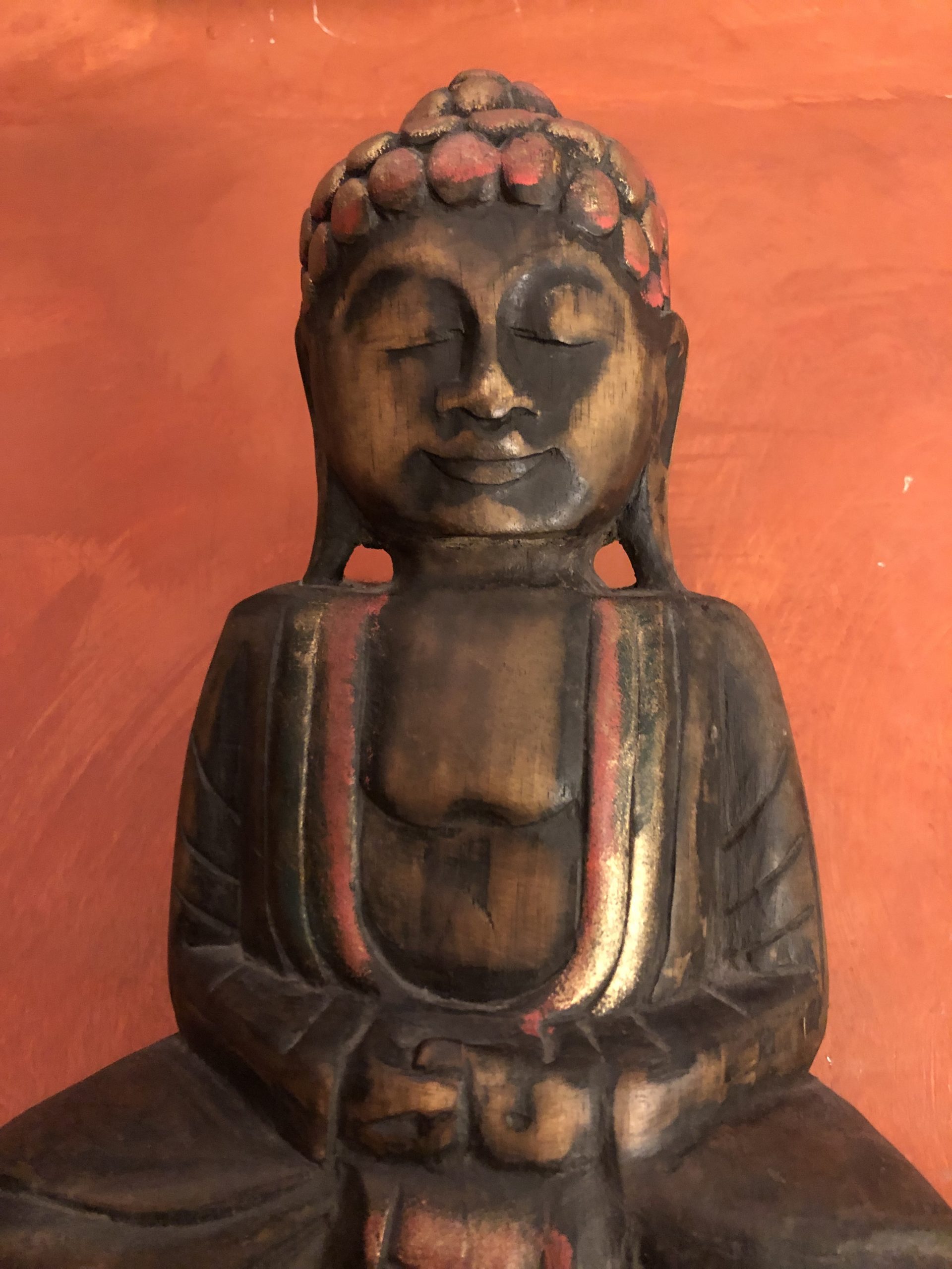 La grande statua scultura di Buddha in piedi, in legno massello, Zen  decorazione.